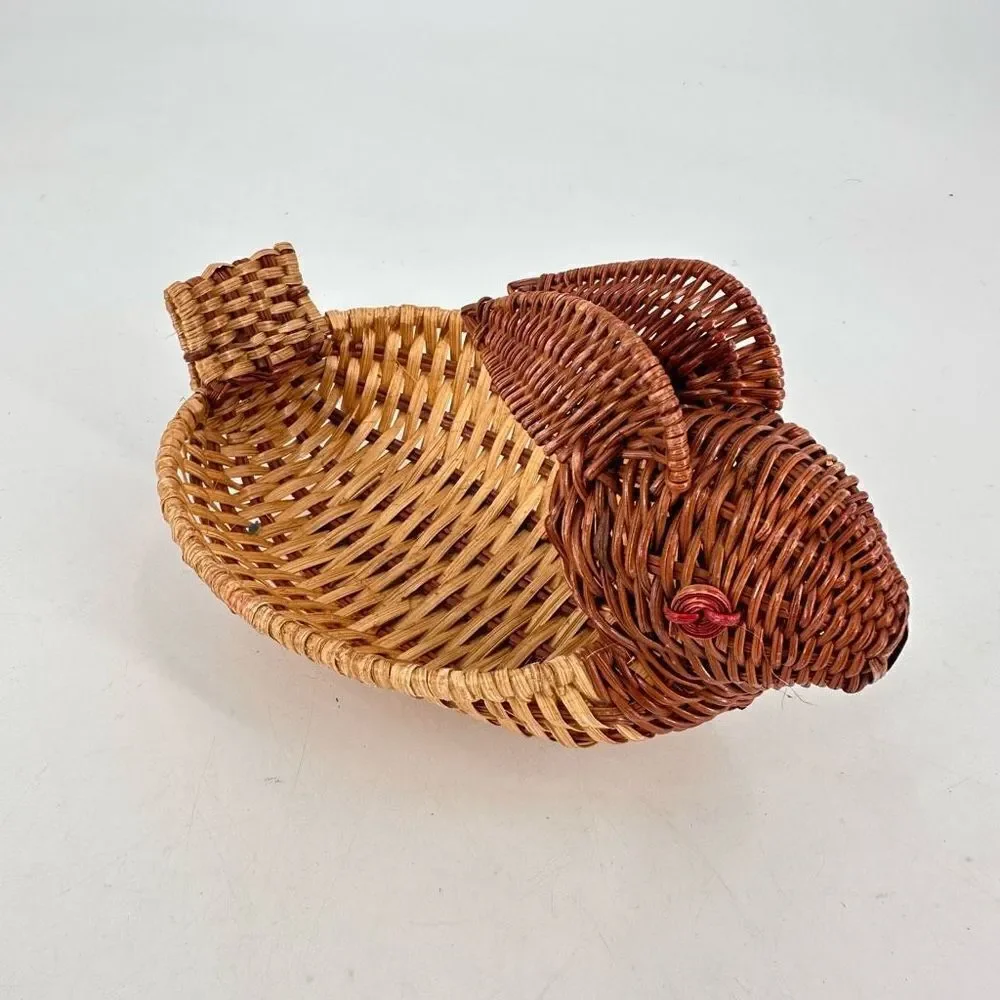 Vintage bunny rabbit miniature‎ baskets Adirondack decor planter camp